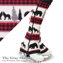 Load image into Gallery viewer, Buffalo Plaid Bear Fleece Leg Warmers
