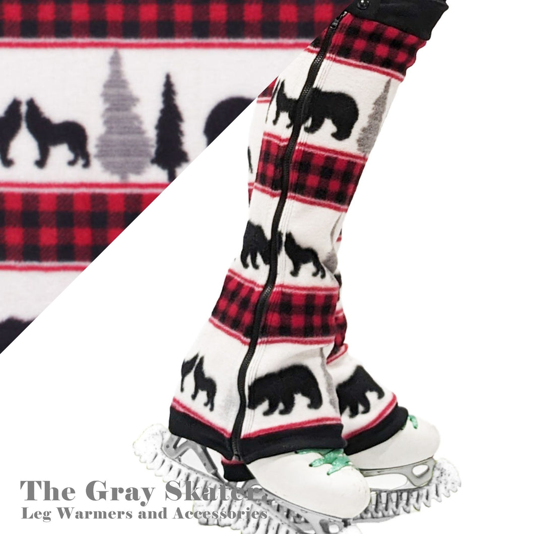 Buffalo Plaid Bear Fleece Leg Warmers