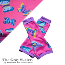 Load image into Gallery viewer, Bright Pink Butterfly Fleece Leg Warmers
