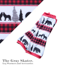Load image into Gallery viewer, Buffalo Plaid Bear Fleece Leg Warmers
